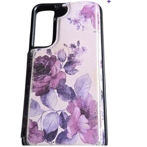 Rfid Card Blocking Floral Purple Rose Wallet Phone Case S22 Samsung